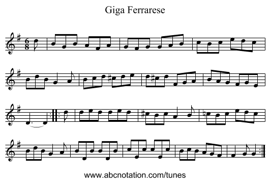Giga Ferrarese - staff notation