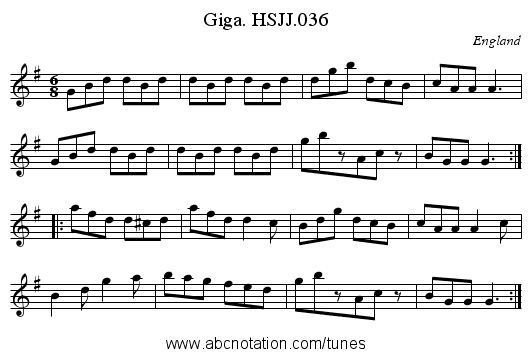 Giga. HSJJ.036 - staff notation