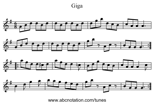 Giga - staff notation