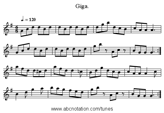Giga. - staff notation
