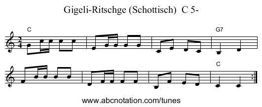Gigeli-Ritschge (Schottisch)  C 5- - staff notation