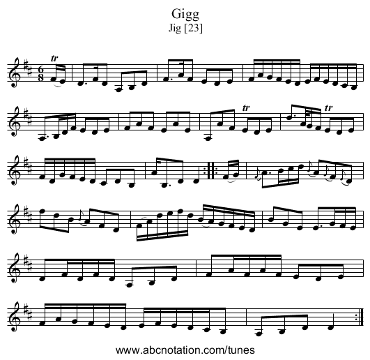 Gigg - staff notation
