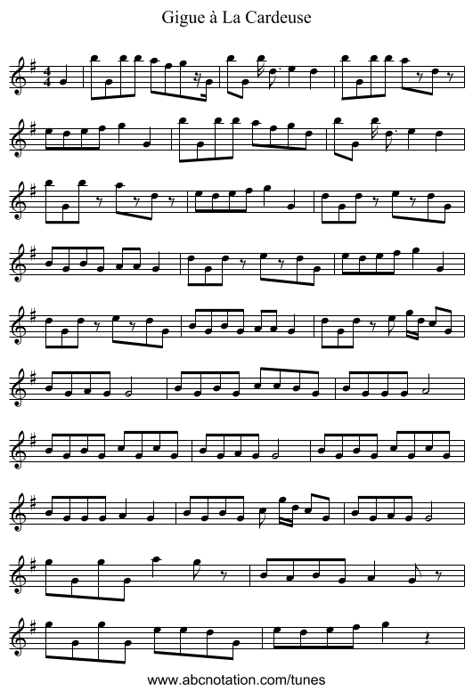 Gigue à La Cardeuse - staff notation