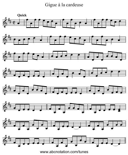 Gigue à la cardeuse - staff notation