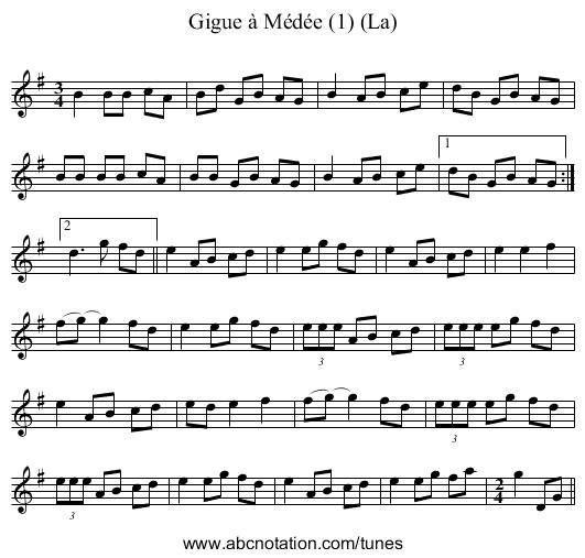 Gigue à Médée (1) (La) - staff notation