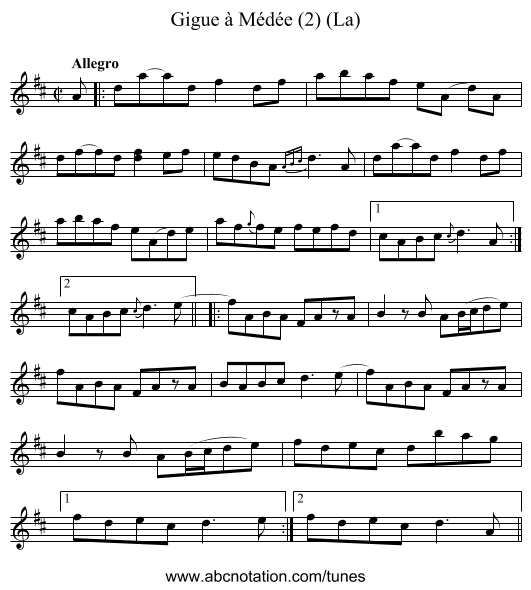 Gigue à Médée (2) (La) - staff notation