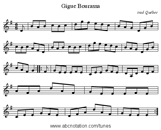 Gigue Bourassa - staff notation