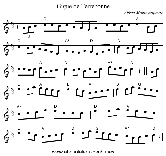 Gigue de Terrebonne - staff notation