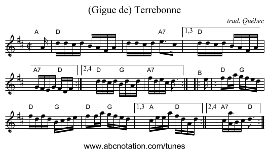 (Gigue de) Terrebonne - staff notation