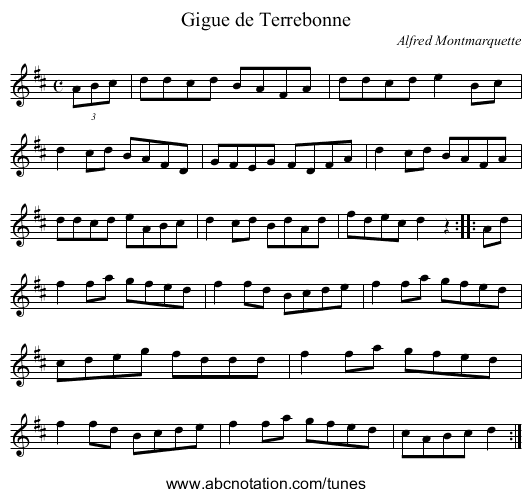 Gigue de Terrebonne - staff notation