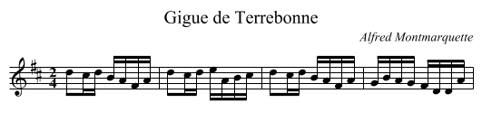 Gigue de Terrebonne - staff notation