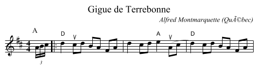 Gigue de Terrebonne - staff notation