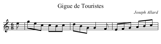 Gigue de Touristes - staff notation