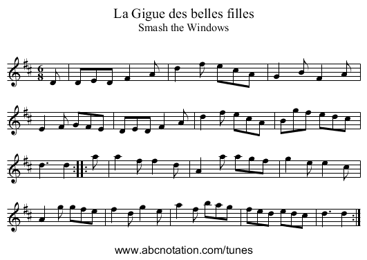 Gigue des belles filles, La - staff notation