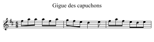 Gigue des capuchons - staff notation
