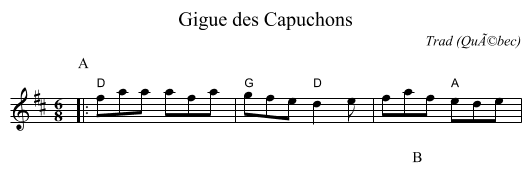 Gigue des Capuchons - staff notation