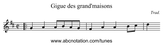 Gigue des grand'maisons - staff notation