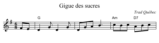Gigue des sucres - staff notation