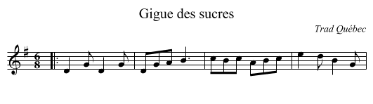 Gigue des sucres - staff notation