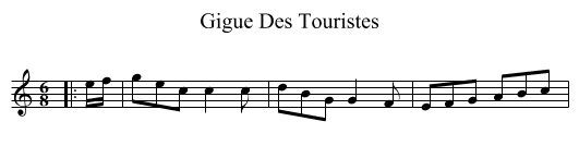 Gigue Des Touristes - staff notation