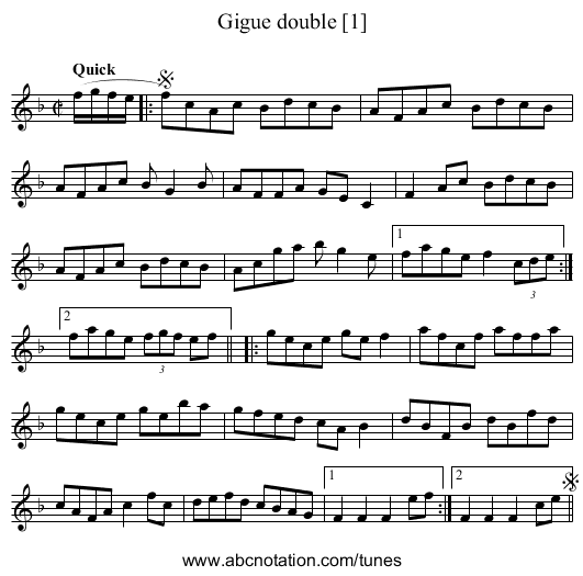 Gigue double [1] - staff notation