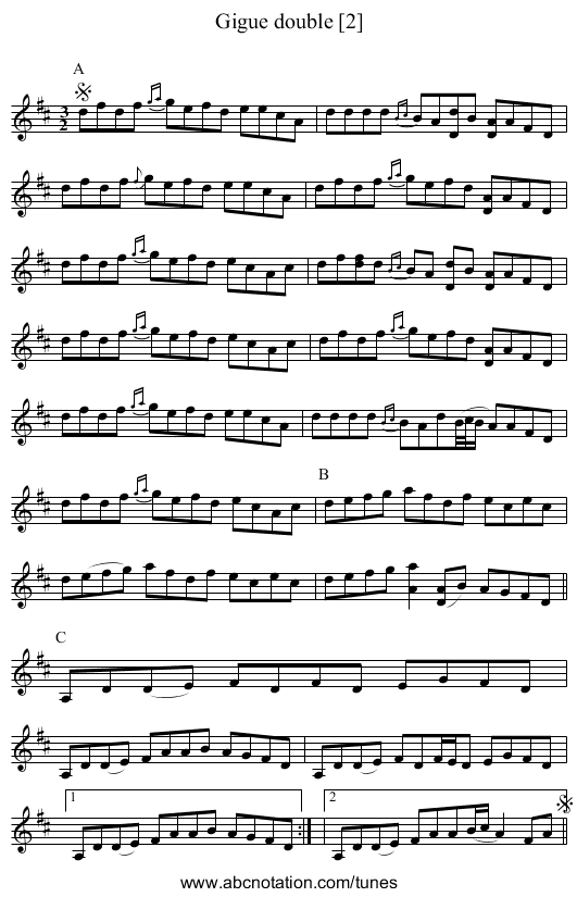Gigue double [2] - staff notation