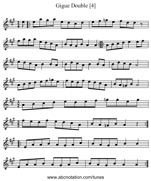 Gigue Double [4] - staff notation