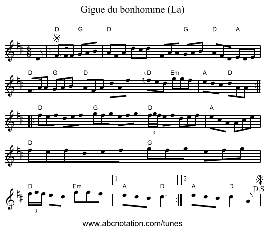 Gigue du bonhomme (La) - staff notation