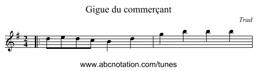 Gigue du commerçant - staff notation