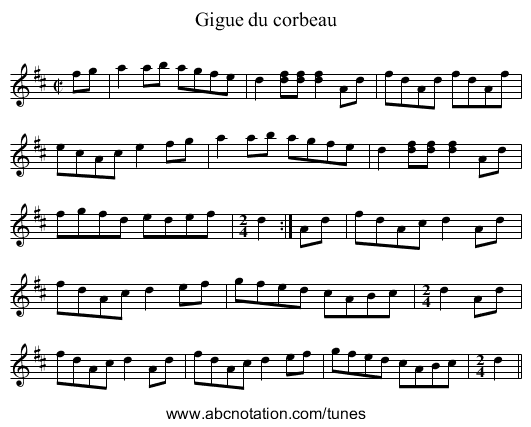 Gigue du corbeau - staff notation