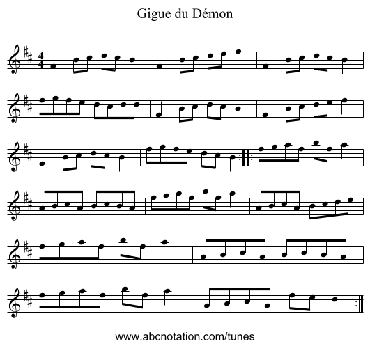 Gigue du Démon - staff notation