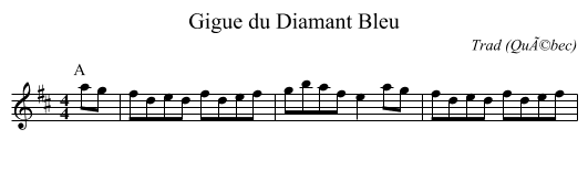 Gigue du Diamant Bleu - staff notation