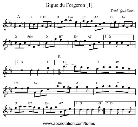 Gigue du Forgeron [1] - staff notation