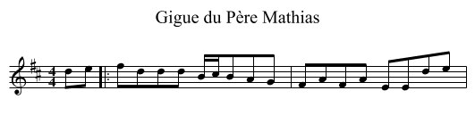 Gigue du Père Mathias - staff notation