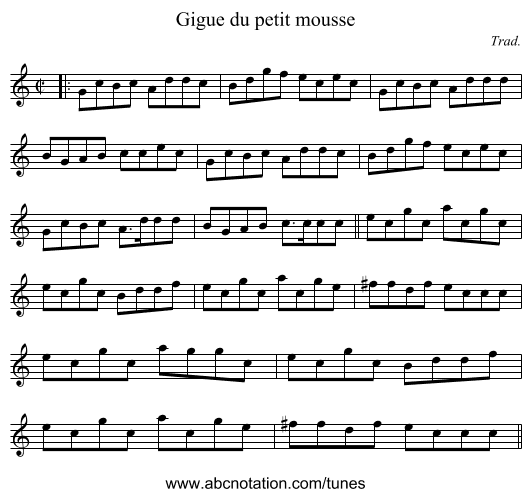 Gigue du petit mousse - staff notation