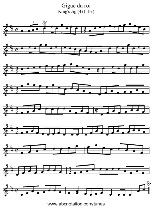 Gigue du roi - staff notation
