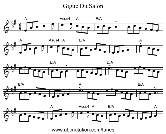 Gigue Du Salon - staff notation