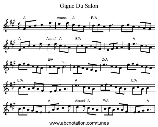 Gigue Du Salon - staff notation