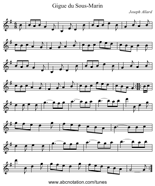 Gigue du Sous-Marin - staff notation