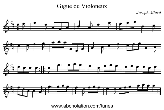 Gigue du Violoneux - staff notation