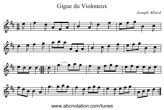Gigue du Violoneux - staff notation