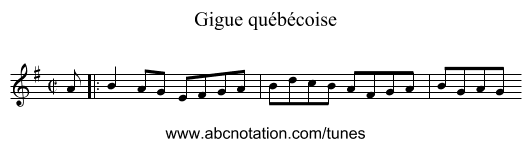 Gigue québécoise - staff notation