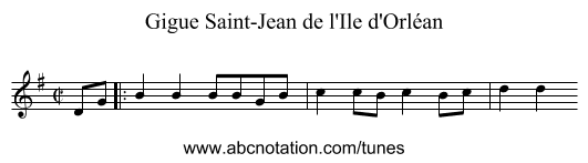 Gigue Saint-Jean de l'Ile d'Orléan - staff notation