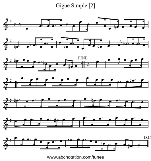 Gigue Simple [2] - staff notation