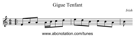Gigue Tenfant - staff notation