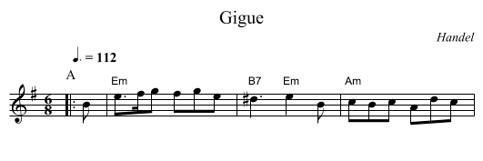 Gigue - staff notation