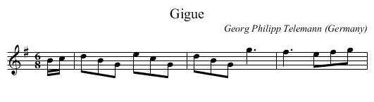 Gigue - staff notation
