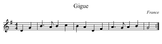 Gigue - staff notation