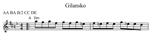 Gilansko - staff notation
