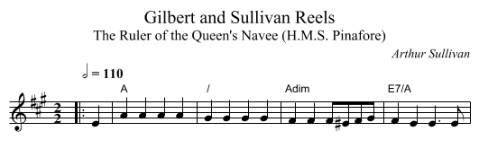 Gilbert and Sullivan Reels - staff notation